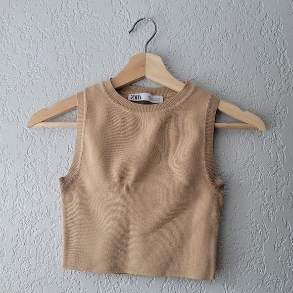 Zara Tops - Zara Tan Sleeveless Top